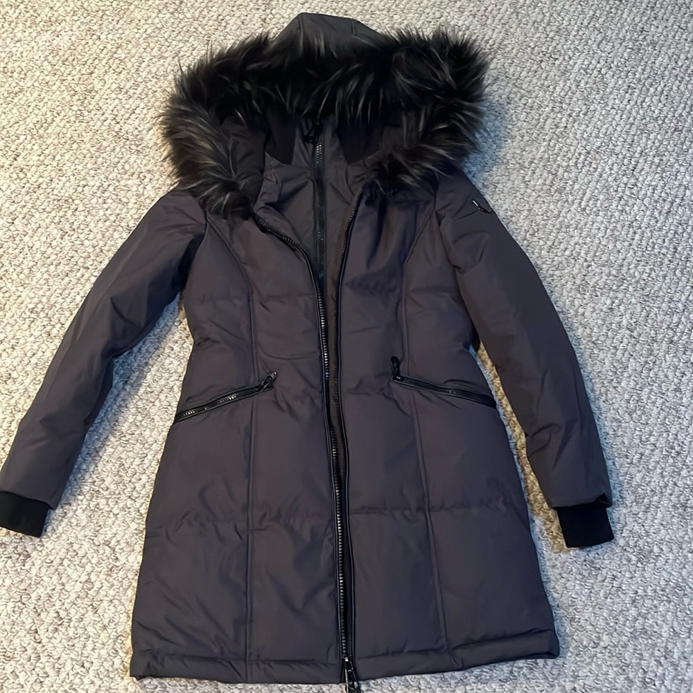 Noize Gray Puffer Coat with Faux Fur Hood